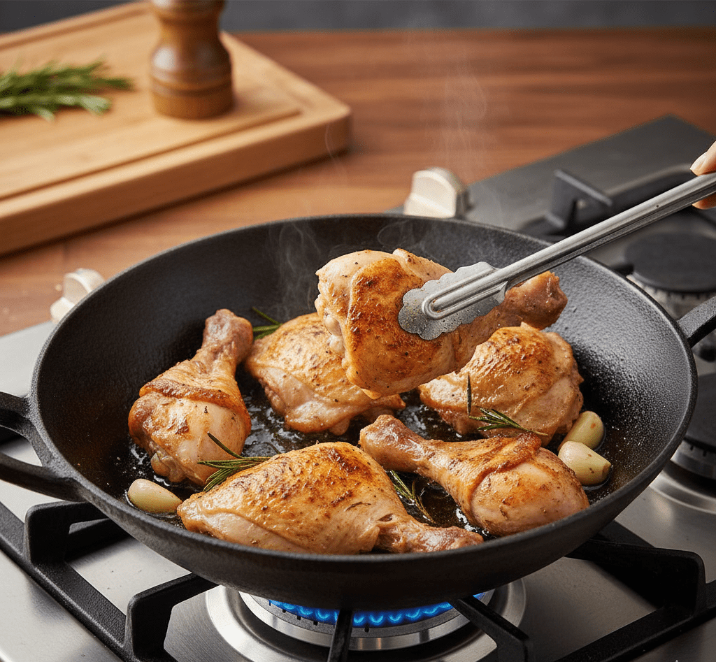 chicken being cooked