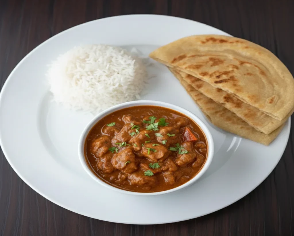 Balti curry is served with